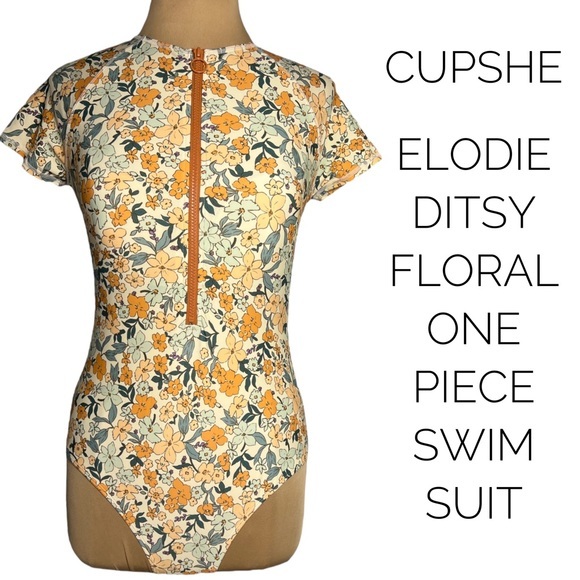Cupshe Swim Cupshe Size L Elodie Ditsy Floral Short Sleeve One